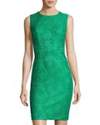 Bonded Lace Sleeveless Sheath Dress, Emerald