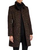 Leopard Faux-leather-trim Coat