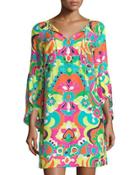 Sadie Silk Shift Dress, Sixties Psychedelic