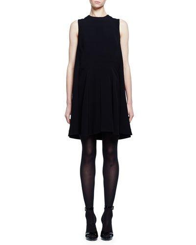 Sleeveless Cape-back Mini Dress, Black