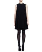 Sleeveless Cape-back Mini Dress, Black