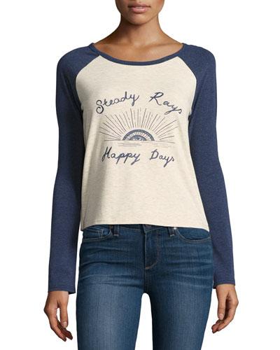 Steady Rays Long-sleeve Tee, White/blue