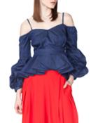 Cold-shoulder Balloon-sleeve Blouse