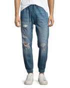 Hamilton Distressed Denim Jogger Pants, Destruct Keeler