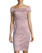 Off-the-shoulder Beaded-waist Cocktail