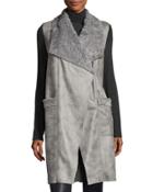 Anika Faux-suede Faux-shearling Vest, Gray