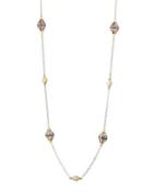 Artemis Sterling Silver, 18k Gold & Rhodolite Station Necklace,
