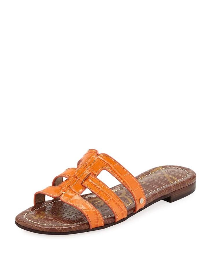 Berit Strappy Croc-embossed Flat