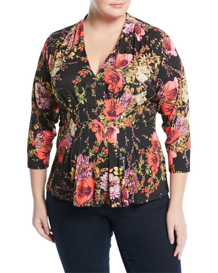 Floral-print Jersey Blouse,