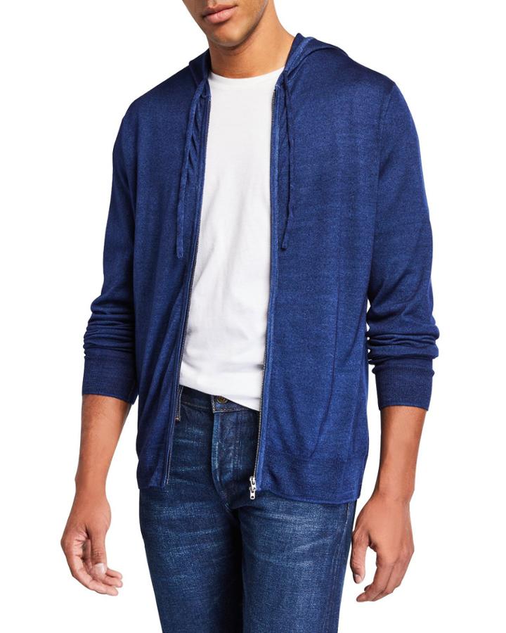 Men's Cold-dye Zip-front Hoodie