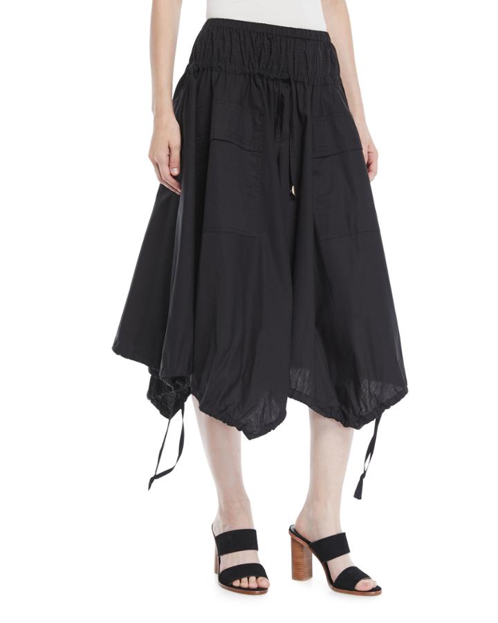 Drawstring-hem Trapeze