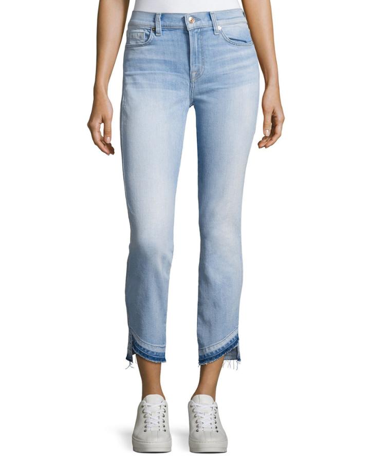 Roxanne Ankle Jeans W/ Asymmetrical Released Hem, Indigo