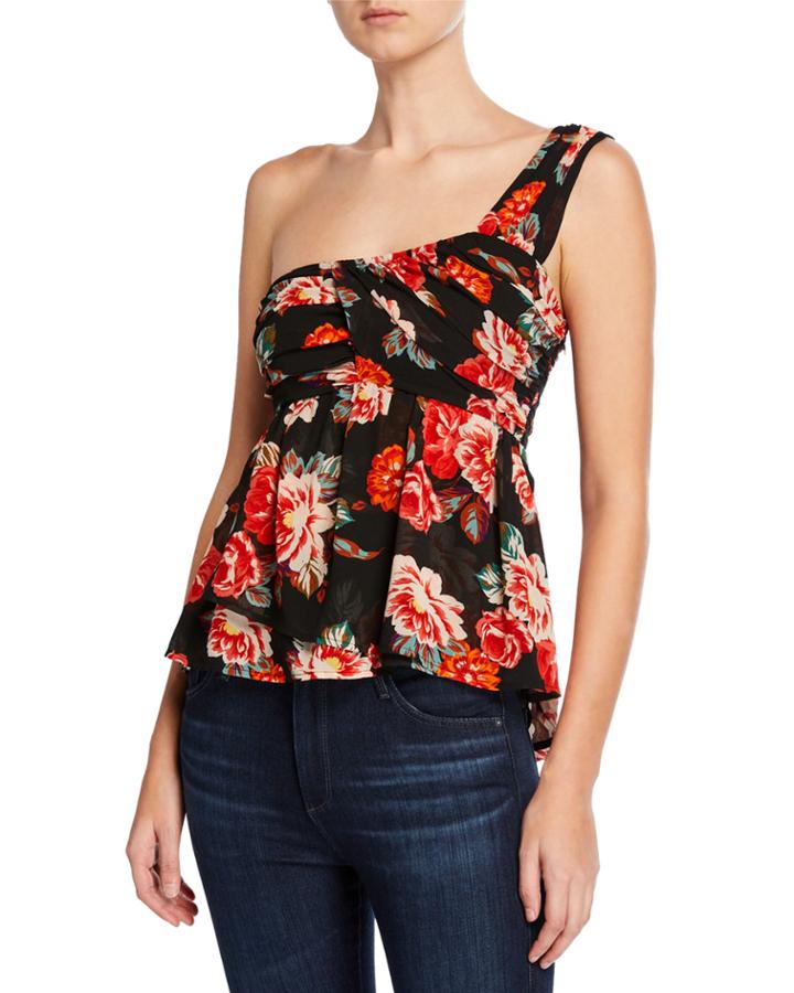 Brielle One-shoulder Floral Peplum Top