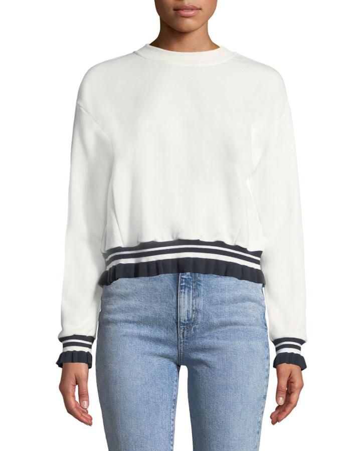 Ruffle-band Crewneck