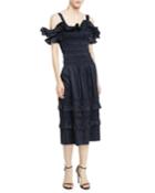 Off-the-shoulder Smocked Ruffle Dress
