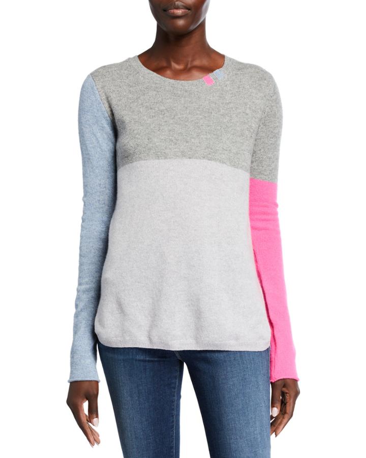 Plus Size Block Shock Colorblock Crewneck Cashmere