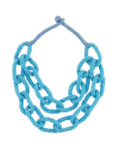 Double-row Beaded Link Statement Necklace
