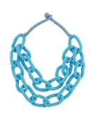 Double-row Beaded Link Statement Necklace
