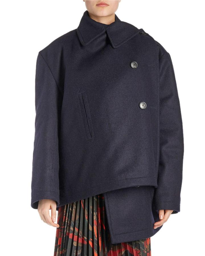Pulled Asymmetric Wool Coat