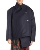Pulled Asymmetric Wool Coat