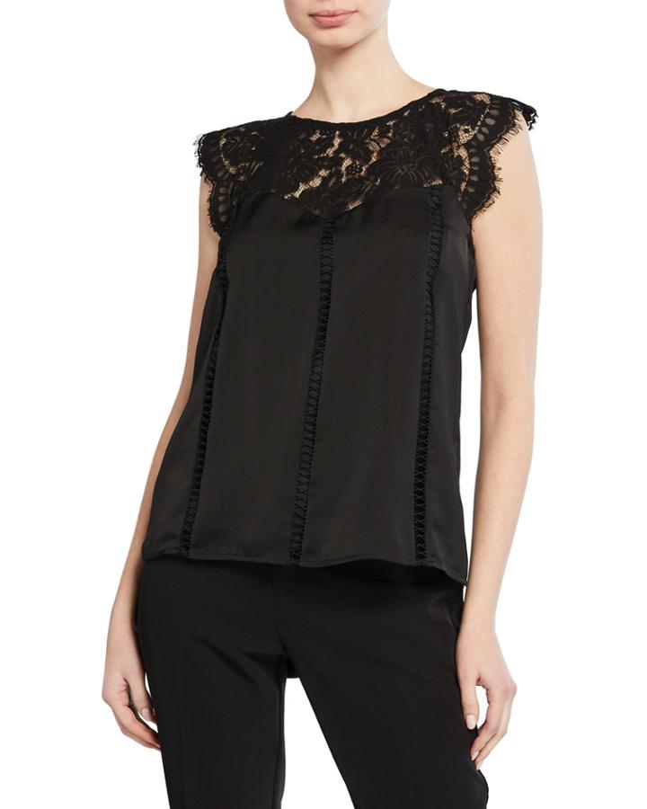 Lace-yoke Fringe Top