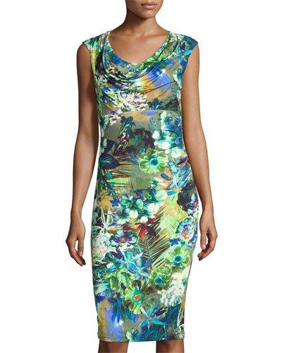 Sleeveless Cowl-neck Jersey Dress,