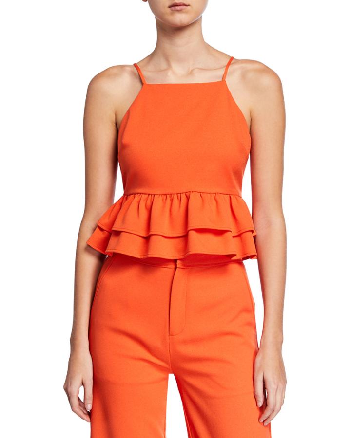 Crepe Peplum Crop Top