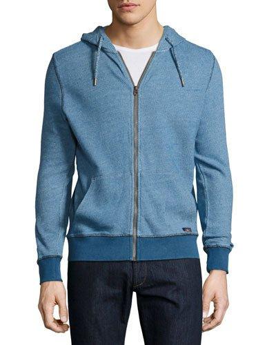 Terry Zip-front Hoodie, Indigo