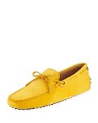 Suede Flat Slip-on Moccasin, Yellow