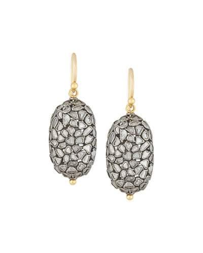 Pastiche Two-tone Diamond Slice Oval Drop Earrings