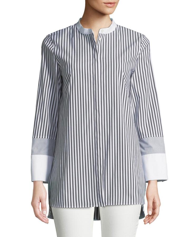 Marianne Saxony Stripe Poplin Blouse