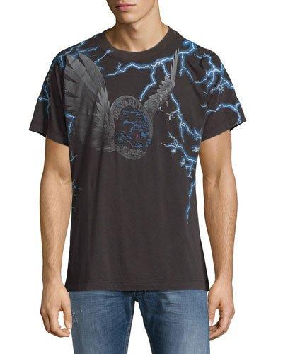 Lightning Graphic Cotton Tee, Black