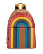 Rainbow Calfskin Leather Backpack, Caramel