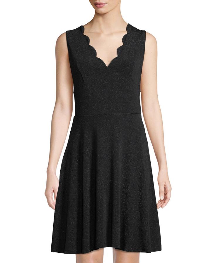 Shimmer Scalloped Fit-and-flare Dress