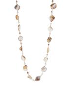 Long Shell & Pearlescent Bead Station Necklace
