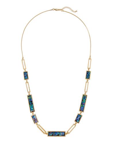 Long Rectangular Abalone Station Necklace,