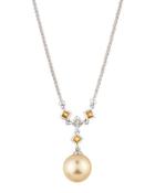 14k South Sea Pearl, Yellow Sapphire & Diamond Pendant Necklace
