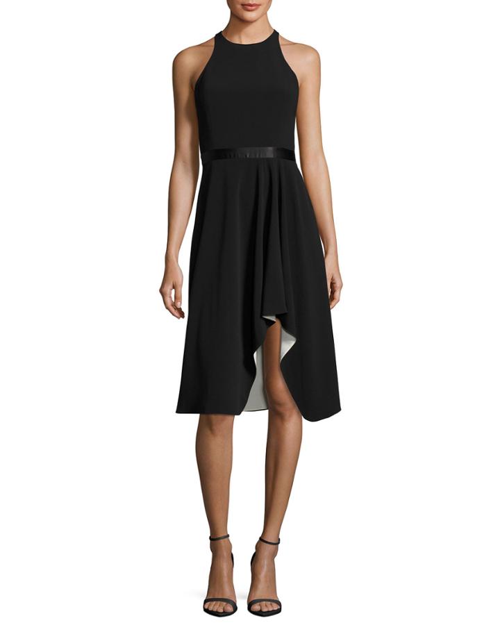 High-neck Flowy Skirt Cocktail Dress