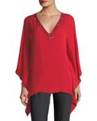 Studded Silk Caftan-style Blouse