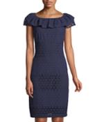Short-sleeve Ruffled Crochet Dress