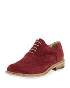 Sienna Brogue Suede Wing-tip Oxford, Red