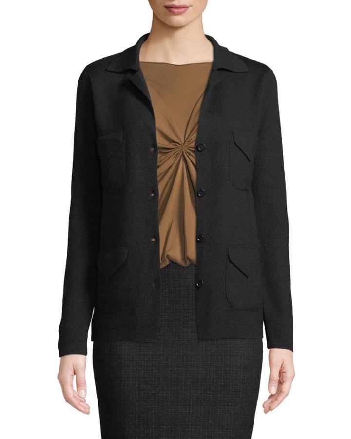 Collared Wool Sweater W/ Pockets