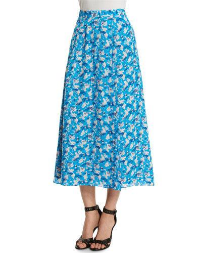 Wixson Floral Midi Skirt, Cornflower