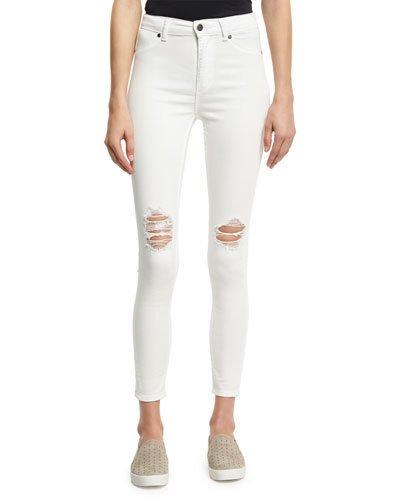 Spray-on High-rise Skinny Jeans, White