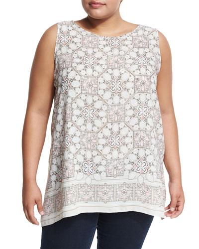 Geometric-print Trapeze Blouse,