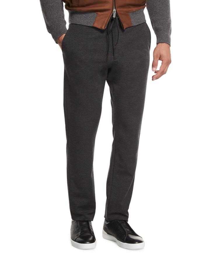 Drawstring Jogger Pants, Dark Charcoal Gray