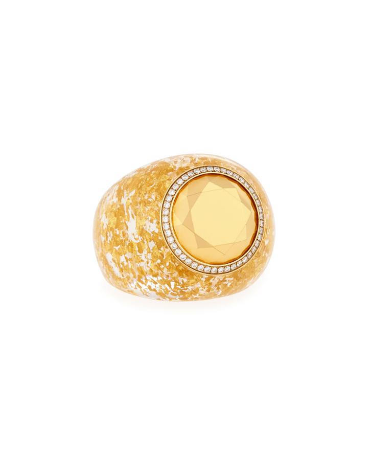 Chopard Golden Diamonds 18k Gold Foil & Diamond Ring, Size