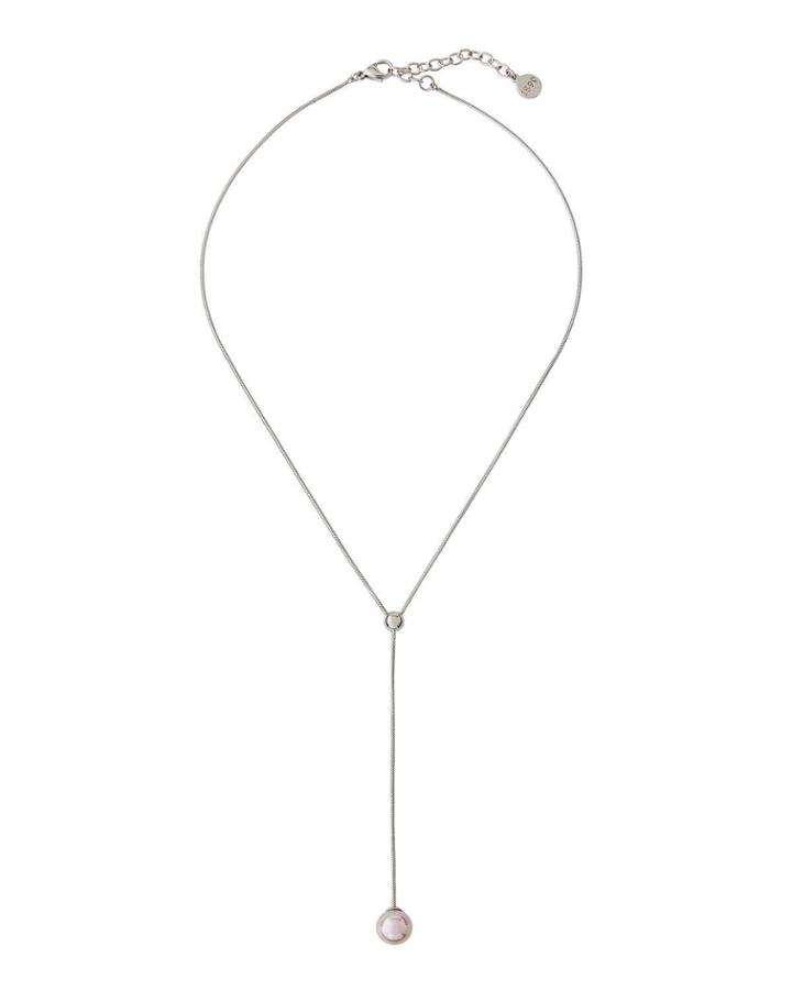 Pearl Y-drop Necklace, Gray