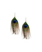 Peacock Feather Dangle Earrings