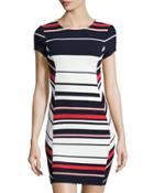 Striped Body-con Dress, Night Iris